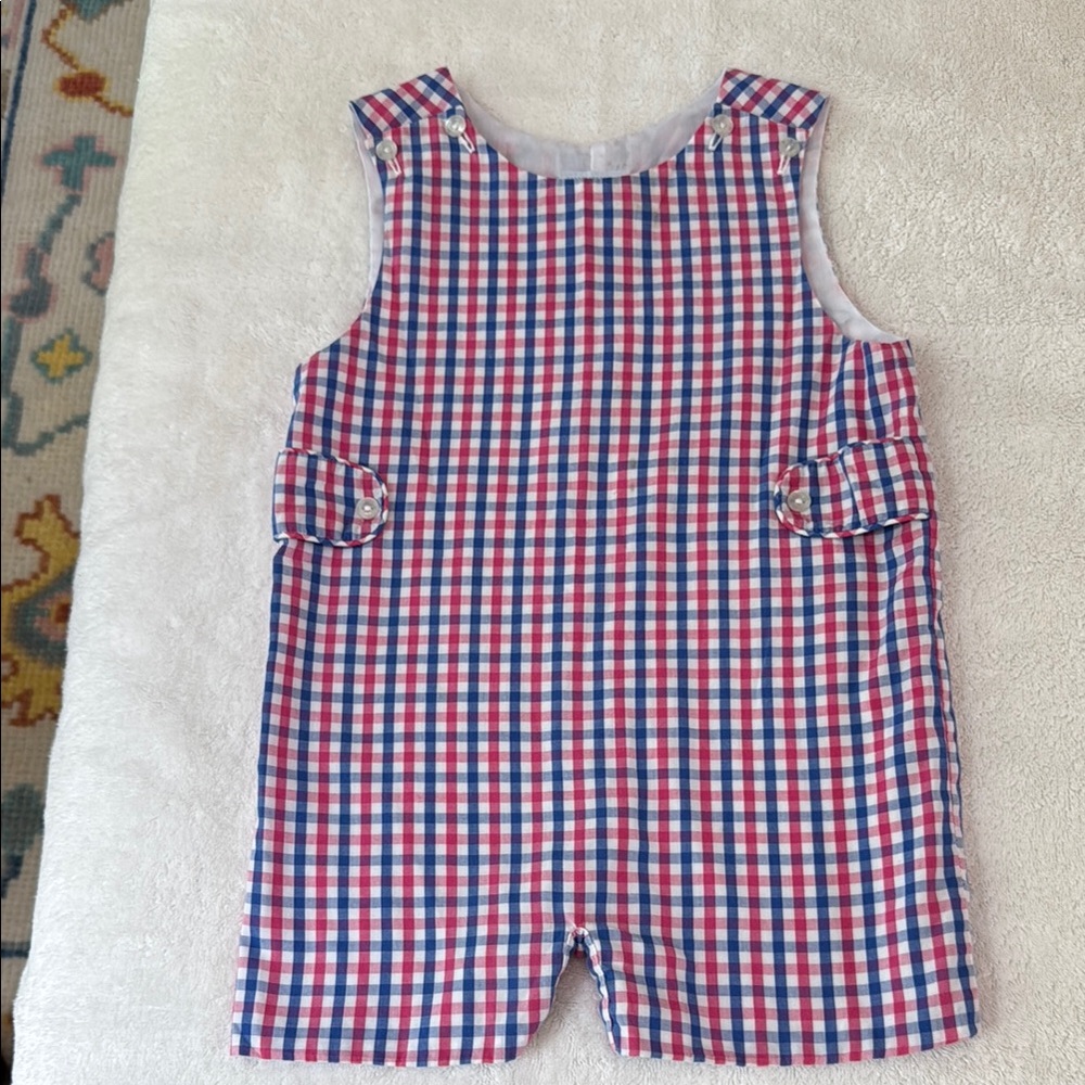 Little English Red and Blue Romper